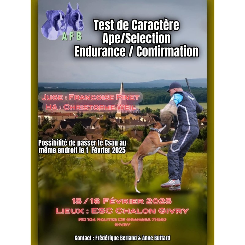 15/02/2025 -16/02/2025 Epreuve de sélection avec stage - à ESC Chalon Givry (71) - Bourgogne